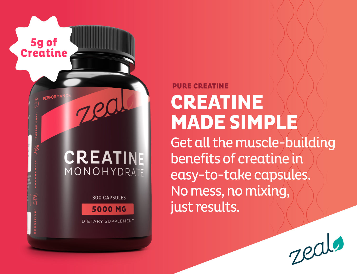 Zeal Creatine Monohydrate (300 Capsules)