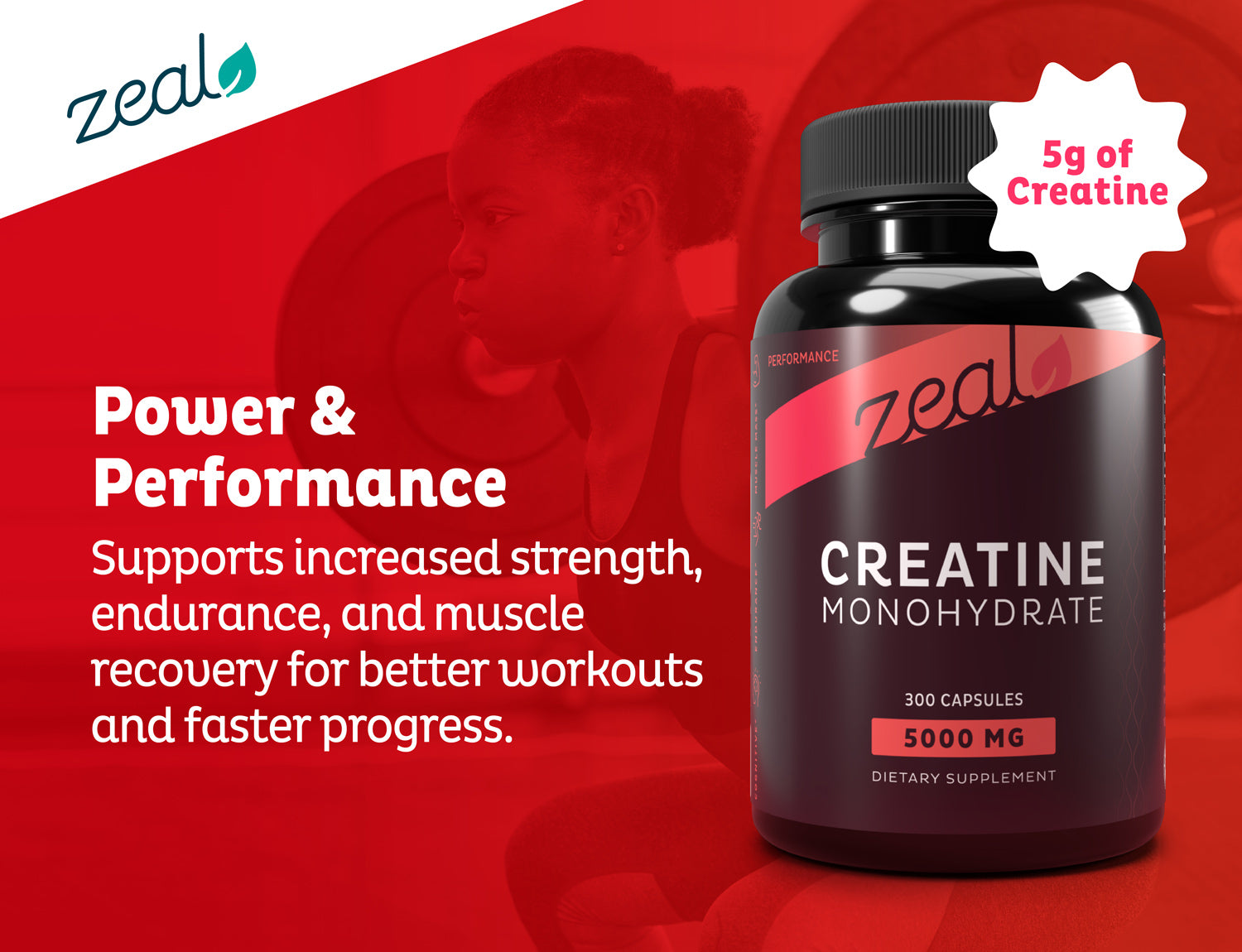 Zeal Creatine Monohydrate (300 Capsules)