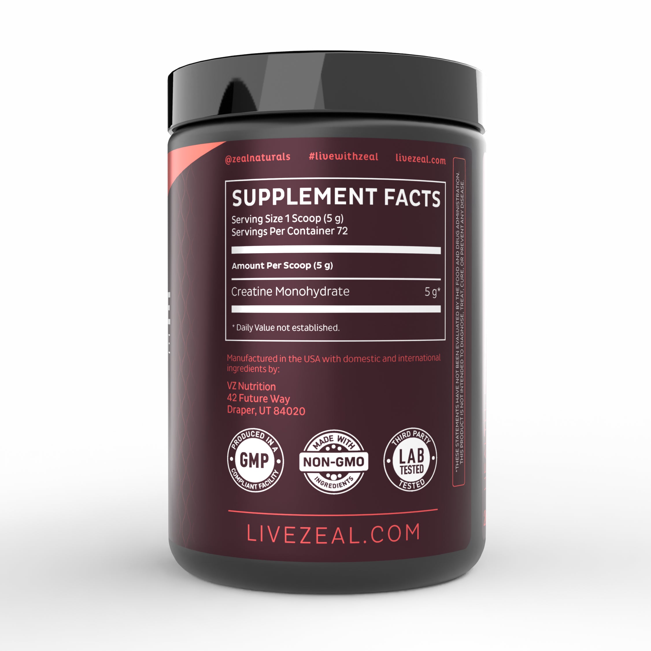 Micronized Creatine Monohydrate Unflavored Powder, 5000 mg per Serv (5g) | 72 Servings