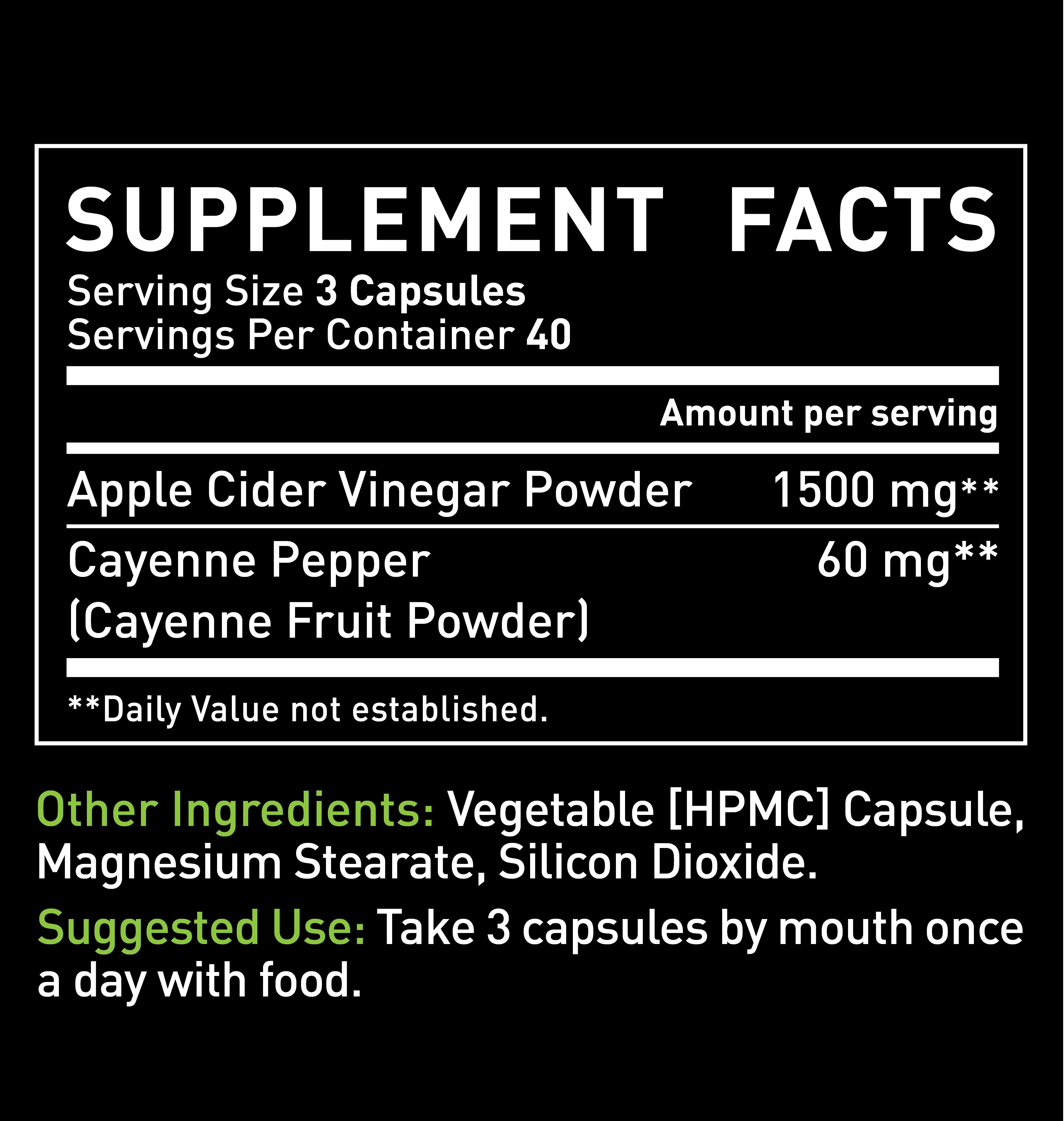 Supplement Facts Panel: Serving Size 3 capsules