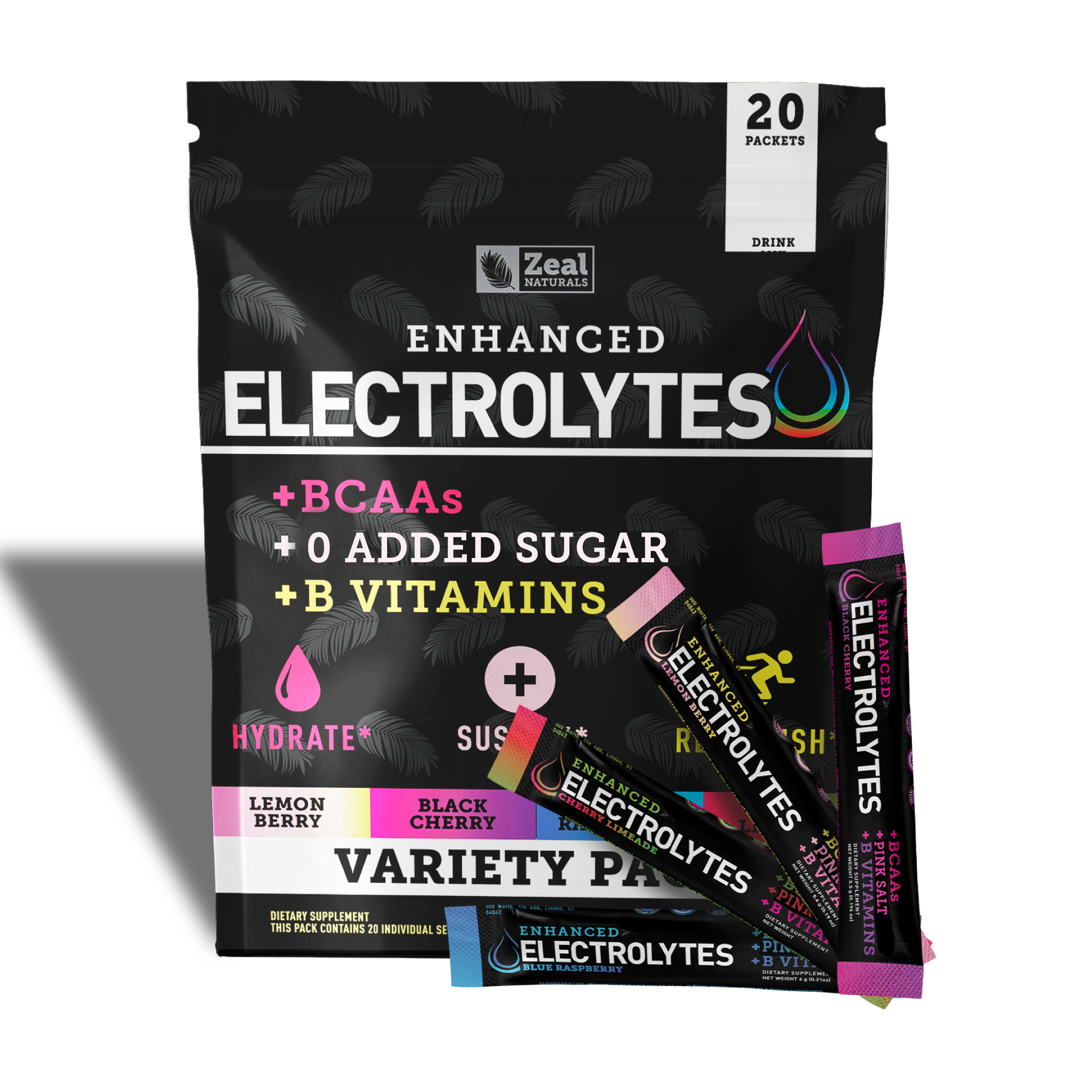 Zeal Naturals Enhanced Electrolyte Powder Stick Packs Pink Lemonade
