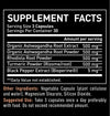 Supplement Facts Panel: Serving size 3 capsules, Contains Organic Ashwagandha, Rhodiola Root Powder, and Turmeric Powder