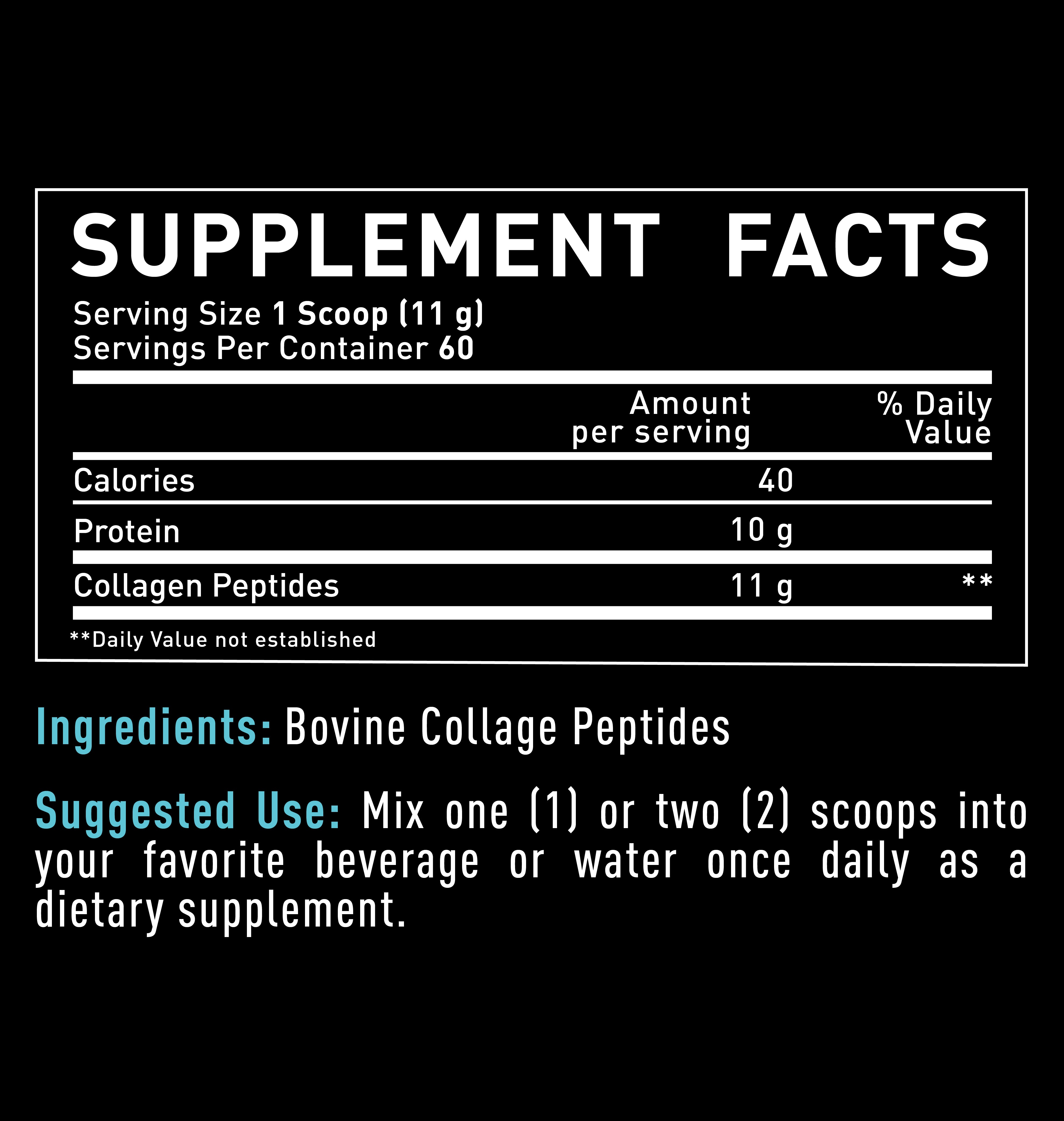 Collagen Peptides Powder with Grass-Fed Hydrolyzed Collagen (Unflavored - 60 Servings)