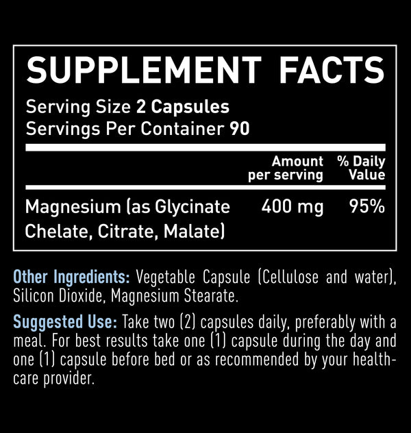 Magnesium 400 Magnesium Complex Glycinate Malate And Citrate 400mg 90 Servings Zeal Naturals